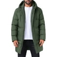 thumbnail image 1 of Chaqueta acolchada con capucha INSPIRE CHIC para hombre, abrigo de invierno de longitud media, cálido, con cremallera, acolchado, color verde oscuro, 1 of 6