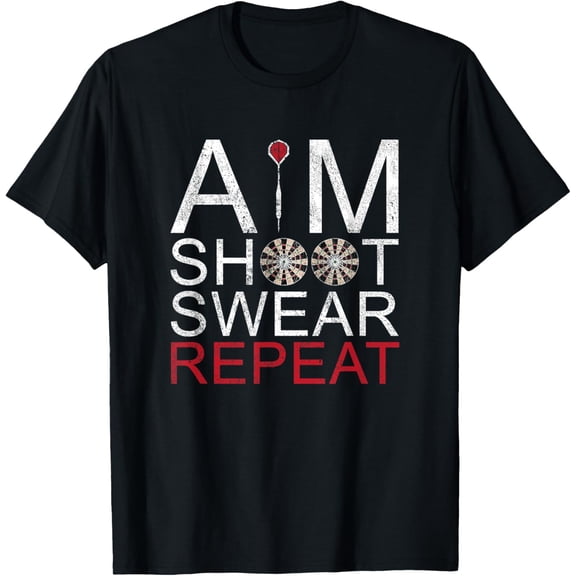 Aim Shoot Swear Repeat Darts T-Shirt Retro Vintage Gift T-Shirt
