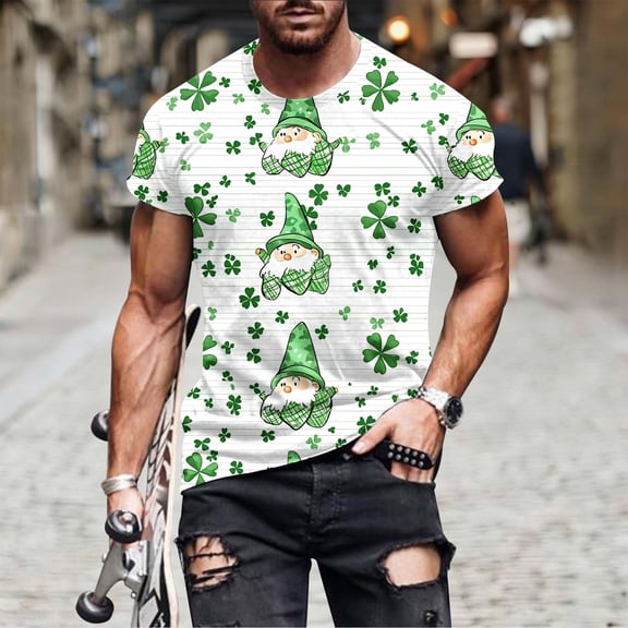Gamivast Funny Mens Tshirts Regular Fit Crew Neck T-Shirts Smoothing Short Sleeve Vintage St Patricks Day Shirt Festival Print Holiday Vacation Tops