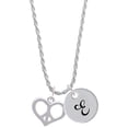 thumbnail image 1 of Delight Jewelry Silvertone Heart Peace Sign Silvertone Script Initial Disc - E - Charm Necklace, 20"+3", 1 of 4