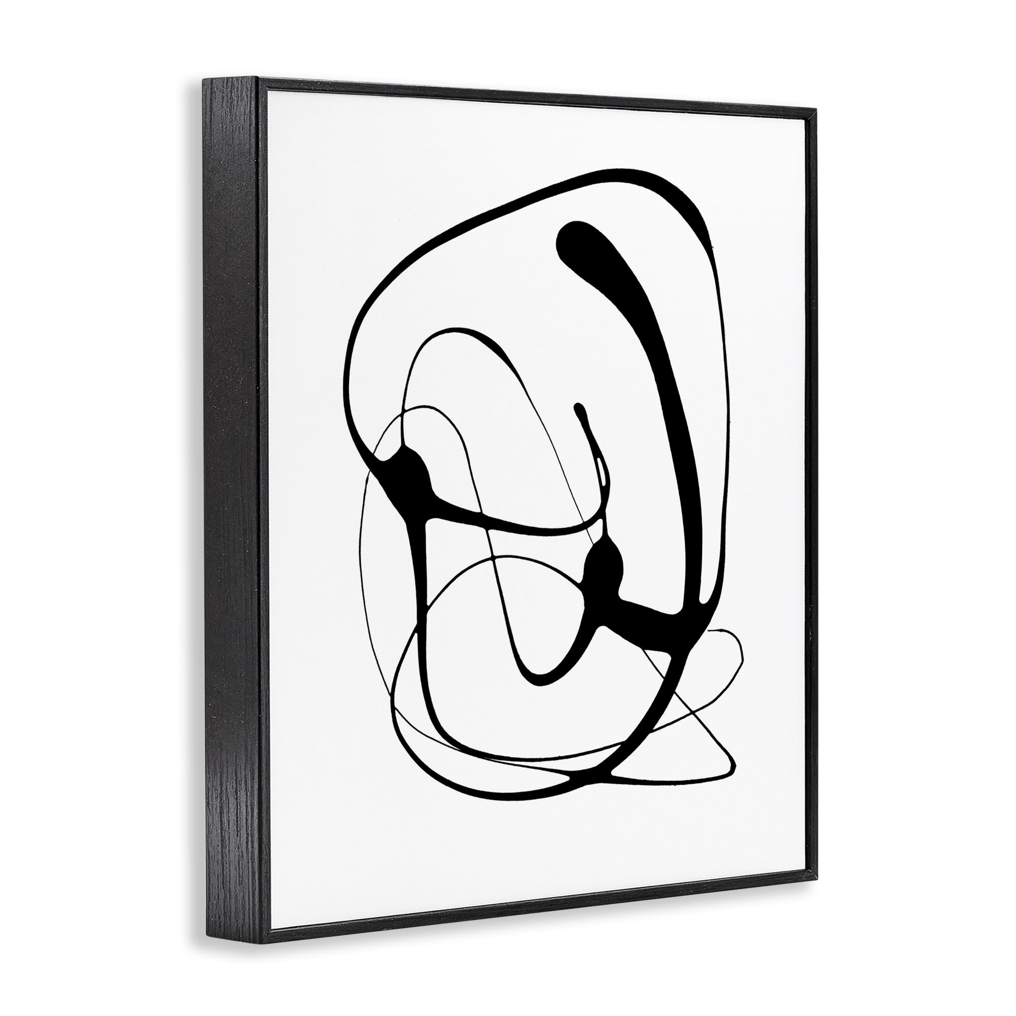 Stupell Industries Black Modern Swirl Abstract Painting Black Framed Art Print Wall Art, 11 x 14