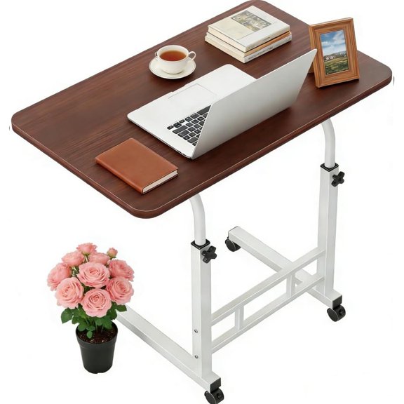 Escritorio de pie con altura ajustable, escritorio portátil para oficina en casa, mesa para portátil móvil con ruedas, ideal para espacios reducidos como salón, dormitorio, etc. (Roble)