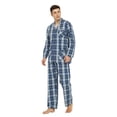 thumbnail image 2 of GLOBAL Conjunto de Pijama de Tejido Liso de Manga Larga para Hombre, Ropa de Dormir de Algodón, Ropa de Dormir Cómoda, Cuadros Azules Elegantes M, 2 of 3