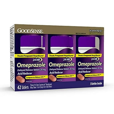Omeprazole Delayed Release Tablets 20 mg, Acid Reducer, Treats Heartburn, 42 Count