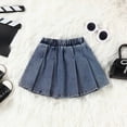 thumbnail image 4 of Paguaki Toddler Girl Summer Outfits Solid Color Button Down Vest Top And Skirt 2-Piece Denim Set Size 2-7 Years, 4 of 9