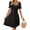 Black, variant on Womens Summer Sweetheart Neck Short Puff Sleeve Mini Drawstring Casual Slim Flowy Dress Sundress