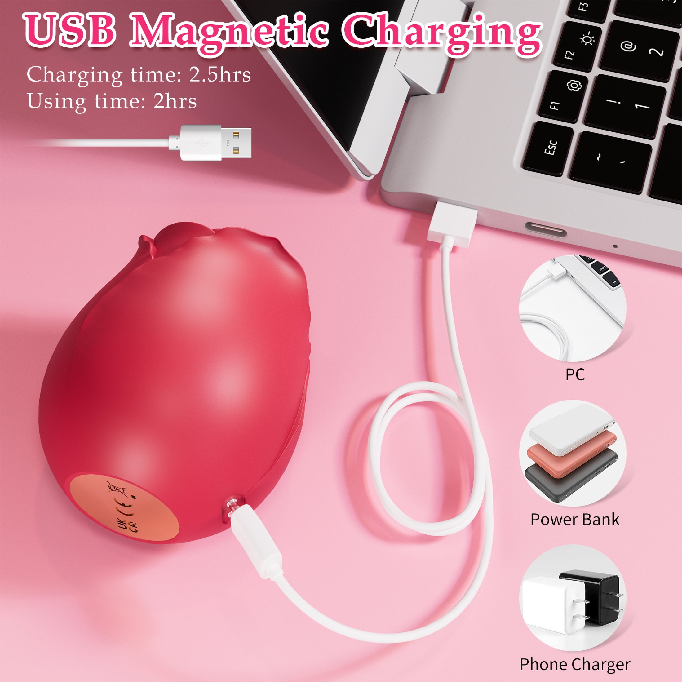NCTTRP Rose Sex Toy for Women, Rose Toy Sucking Vibrator with 10 Mind-Blowing Modes, Clitoral Vibrator for Female, Red
