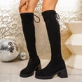 thumbnail image 2 of Willtoo Boots for Women Round Toe Knee High Boots, Faux Suede Back Drawstring Comfortable Tall Boots, Chunky Block Heel Platform Casual Dress Boots, 2 of 6