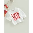 thumbnail image 3 of Bagilaanoe Toddler Baby Boy Girl Valentine's Day Sweatshirt Long Sleeve Heart Letter Print Pullover 6M 12M 18M 24M 3T Kids Loose Tee Tops, 3 of 8