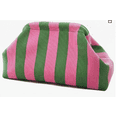 thumbnail image 2 of Woven Clutch Purse for Women Green Pink, Striped Summer Woven Clutch Mahjong Tile Bag Dumpling Style Colorful Evening Handbag, 2 of 8