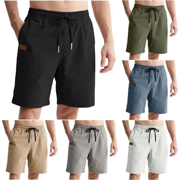 GuangCheng Shorts for Men Baggy Fit Drawstring Elastic Waist Pull On Summer Trunks Shorts,Black,Size S-3XL