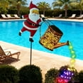 thumbnail image 3 of Christmas Santa Solar Kettle Lights Garden Lawn Decorative Lights, Hanging Metal Solar Santa Claus Watering Can with LED Light, Waterproof Outdoor Lantern Decoration for Yard Patio, 3 of 7