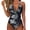 Black Flower, variant on Womens Floral Print One-Piece Swimsuit Criss Back Tie Detail Bathing Suit Monokini Green Flower XL