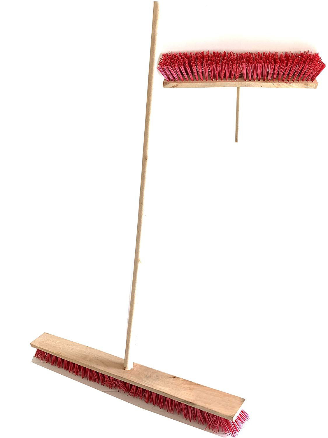 10" 250mm RED&BLACK Sweeping Broom Head with HANDLE Stiff Brush Hard Garden 
