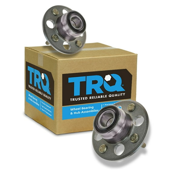 TRQ Rear Wheel Hubs & Bearings Pair Set of 2 NEW for Del Sol Civic CRX 4 Lug BHA53320 Fits select: 1984-2000 HONDA CIVIC