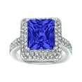 thumbnail image 4 of ELYA Jewelry Women's Radiant-Cut Blue Cubic Zirconia Sterling Silver Ring, 4 of 4