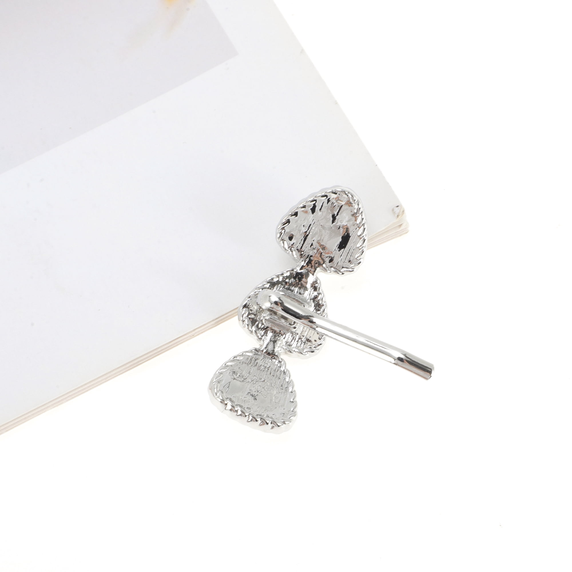 Unique Bargains Stylish Three Heart Ponytail Buckle Hair Clip 1 Pc Silver Tone Beige