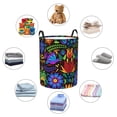 thumbnail image 6 of Balery Colorful Floral Round Laundry Basket with Handles Waterproof Freestanding Laundry Hamper for Clothes Toys in the Dorm and Family-Small, 6 of 8