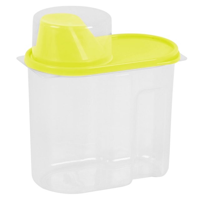 Caja de almacenamiento de alimentos de plástico de 2,5 l, contenedor hermético con tapas para verter, botellas de almacenamiento de cereales de Almacenamiento y organización del hogar Amarillo 1.9L Bearachild HA002828-04