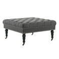 thumbnail image 4 of Linon Isabelle Square Upholstered Ottoman Black Legs in Charcoal Gray Fabric, 4 of 6