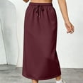 thumbnail image 5 of QATAINLAV Athletic Skirts for Women Drawstring Elastic Waist Midi Skirt Cotton Comfy Sweat Long Skirts with Pocket, Red, XL, 5 of 9