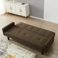 thumbnail image 2 of Convertible Sofa Bed, Multi-Function Folding Futon Couch, Modern Breathable Linen Sofa Sleeper Bed for Small Room Apartment, Fold-out Couch with Wood Legs Quickly Converts into a Bed - Brown, B3017, 2 of 10