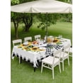 thumbnail image 4 of Outdoor Tablecloth with Umbrella Hole for Patio/Picnic/Party/Camping, Sunflowers Wreath Waterproof Table Cloth Rectangle Table Cover Washable, Summer Botanical Leaves Flowers Black Plaid (54"x 80"), 4 of 8