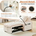 thumbnail image 2 of Aukfa Convertible Sleeper Chair, 4-In-1 Pull Out Futon Chair Bed with Cup Holder, USB Port and Swivel Phone Holder, Beige, 2 of 8