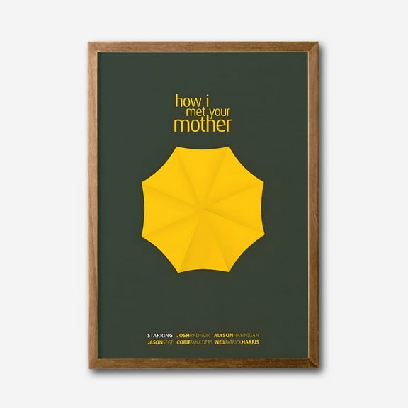 How I Met Your Mother Minimalist Yellow Umbrella Canvas Wall Art, Modern TV Show Poster, Living Room Decor, Framed Art Print, Contemporary Home Decoration