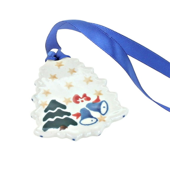 Blue Rose Polish Pottery Winter Bells Tree Ornament