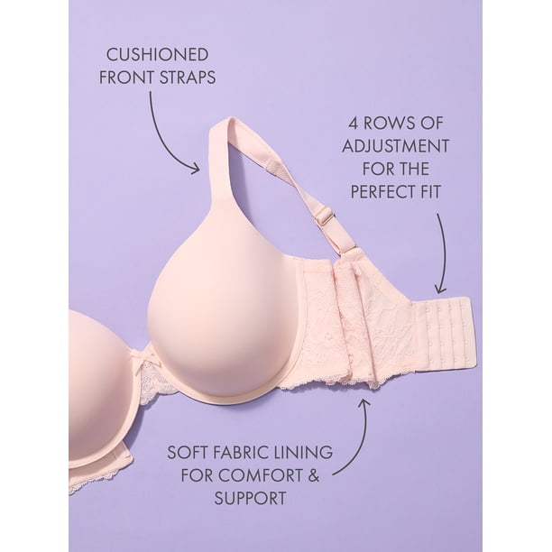 Joyspun Women's & Women's Plus Lace Wing T-Shirt Bra, Sizes 38DD