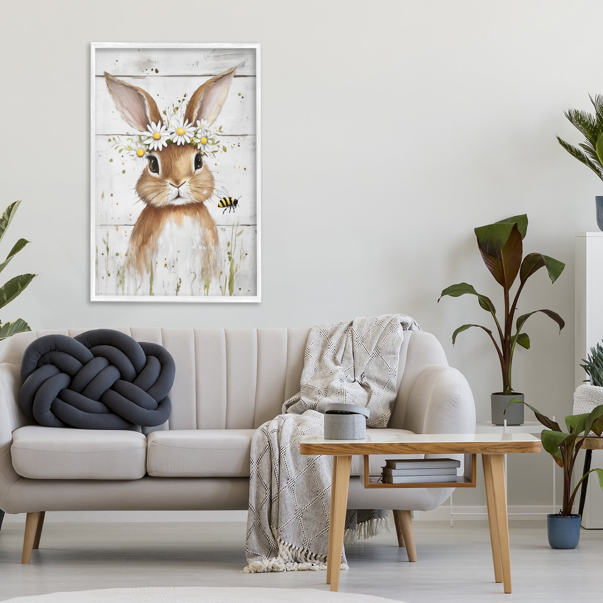 Stupell Industries The Bunny & The Bee White Framed Giclee Art, design by Tina LeCour
