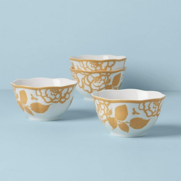 Lenox Butterfly Meadow Cottage Rice Bowls, Set of 4, Goldenrod