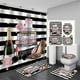 thumbnail image 1 of Juego de 4 cortinas de ducha con pestañas, diseño de Hello Gorgeous Bling Silver Glitter Glam, maquillaje moderno, decoración de baño para chicas adolescentes, cortina de ducha de tela impermeable, 1 of 7