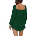 thumbnail image 2 of LYANER Women's Jumpsuit Lantern Long Sleeve Ruffle Layer Tie Mini Short Romper, 2 of 6