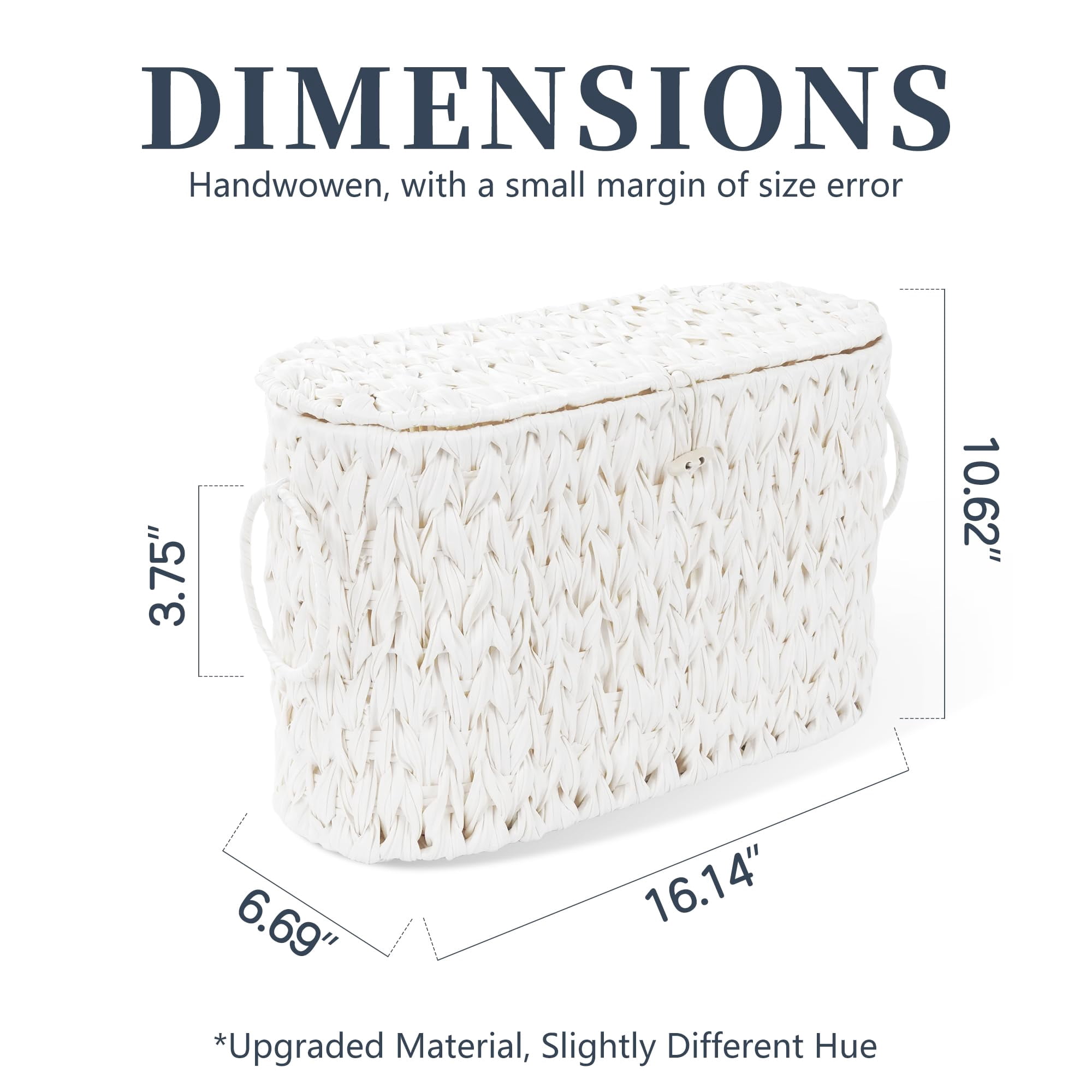 Toilet Paper Basket Wicker Storage With Lid Decorative Boho For Bathroom Free Standing-cream White
