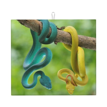 

Matuu Blue Viper And Yellow Viper Snake for Dish Drying Mat for Kitchen Counter for Kitchen and Dining Kitchen Counter Accessories 16 x18