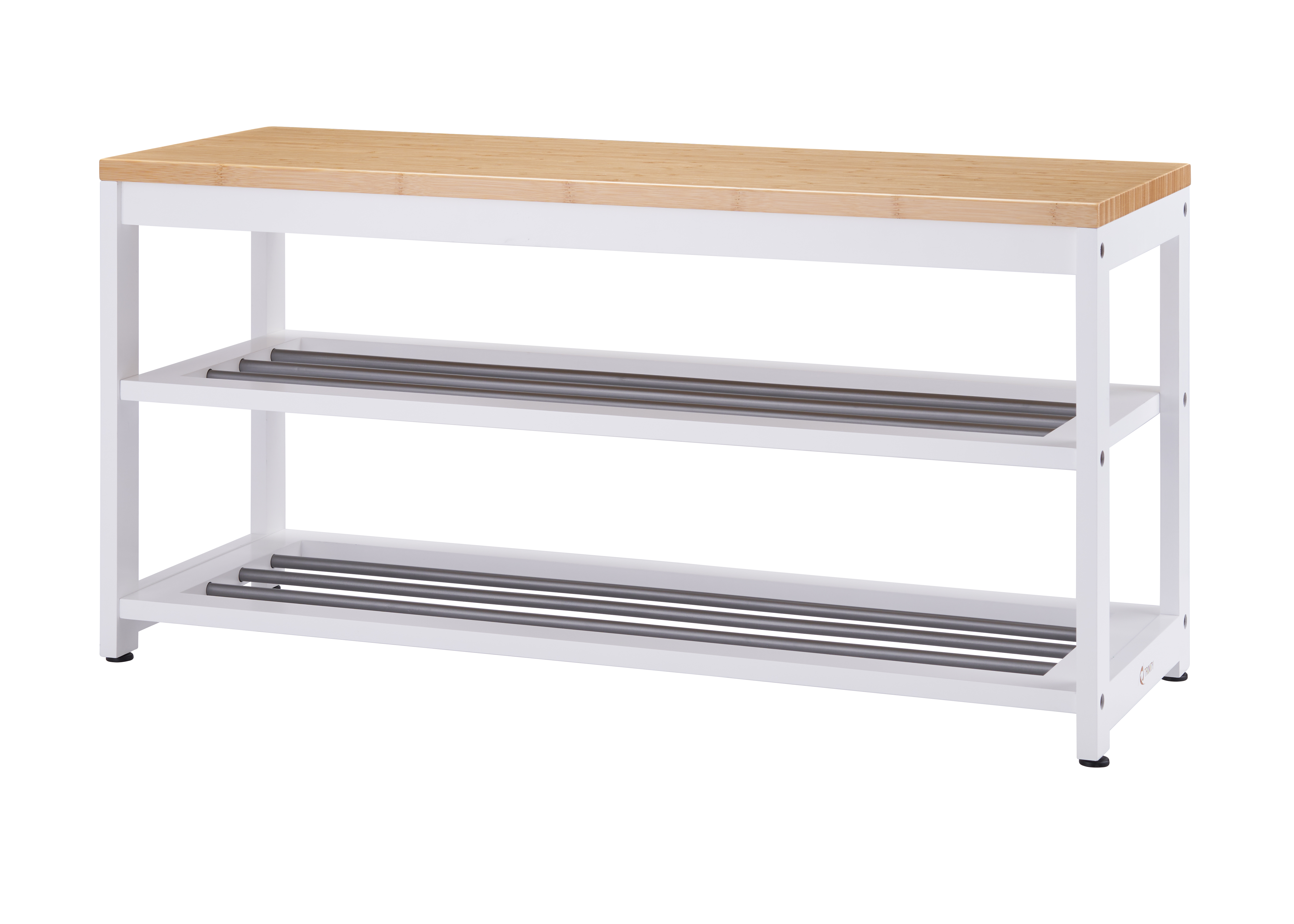 TRINITY EcoStorage® | 3-Tier Bamboo & Metal Shoe Rack | White