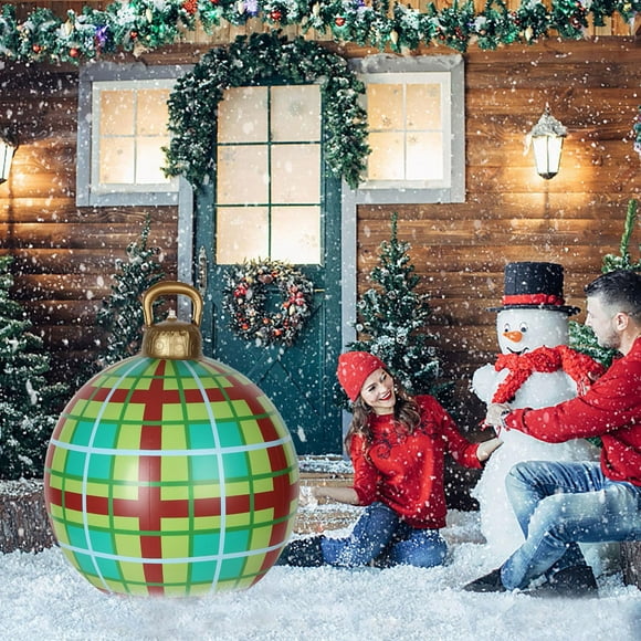 Boovnll Inflatable Christmas Ornaments 24 Inch Large Shatterproof Christmas Ball Ornaments for Outdoor Holiday Wedding Party Decor Supplies, Christmas Decorations