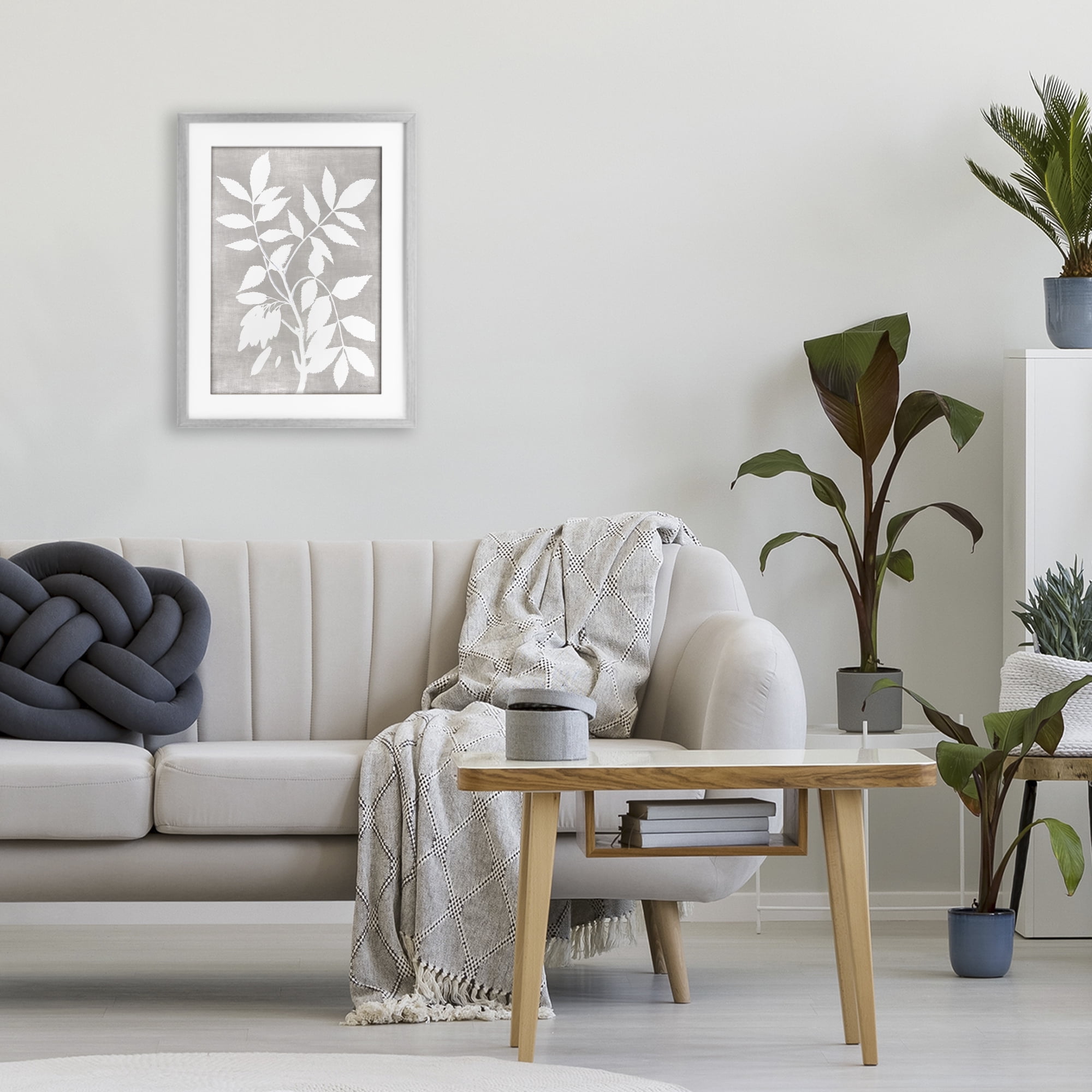 Stupell Industries Minimal Foliage Impression Gray Framed Print Under Glass, design by Stellar Design Studio