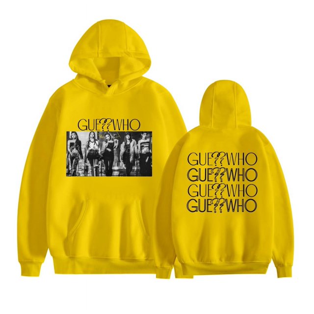 GUE Double Sided Pattern Hoodies For Unisex Vintage Pullovers,L,Yellow