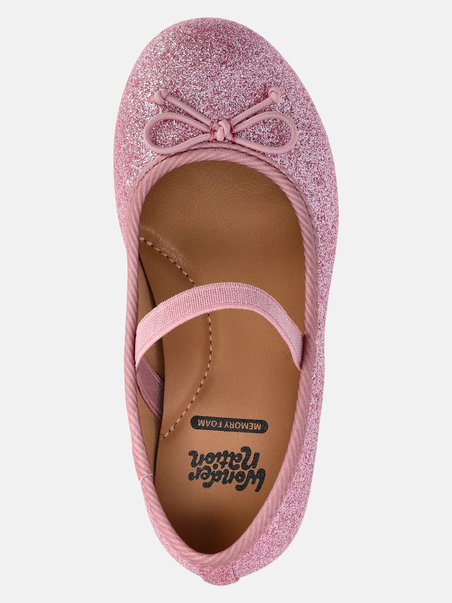Wonder Nation Girls Bow Ballet Dress Shoes