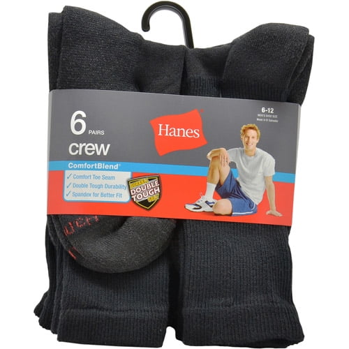 Men's ComfortBlend Crew Socks 6-Pack - Walmart.com