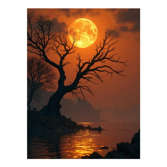 Diamond Art Kit for Adults, Sunset Silhouette Over Water Diamond Painting for Adults Beginners, DIY Diamond Art Painting Kits, 5D Diamond Painting Crafts for Home Decor 12x16 Frameless