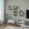 thumbnail image 3 of Ada Home Decor 3 Tier Floating Shelves for Wall Shelves, 59"3 Geometric Wall Shelf Organizer, Modern Shelf for Wall Decor, Light Mocha, 3 of 7