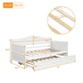 thumbnail image 6 of Twin Size Daybed with Trundle, Wooden Daybed Frame with Headboard and Footboard, Sofa Bed Twin Platform Bed with 10 Slat Support for Bedroom Living Room, No Box Spring Needed, White, 6 of 7