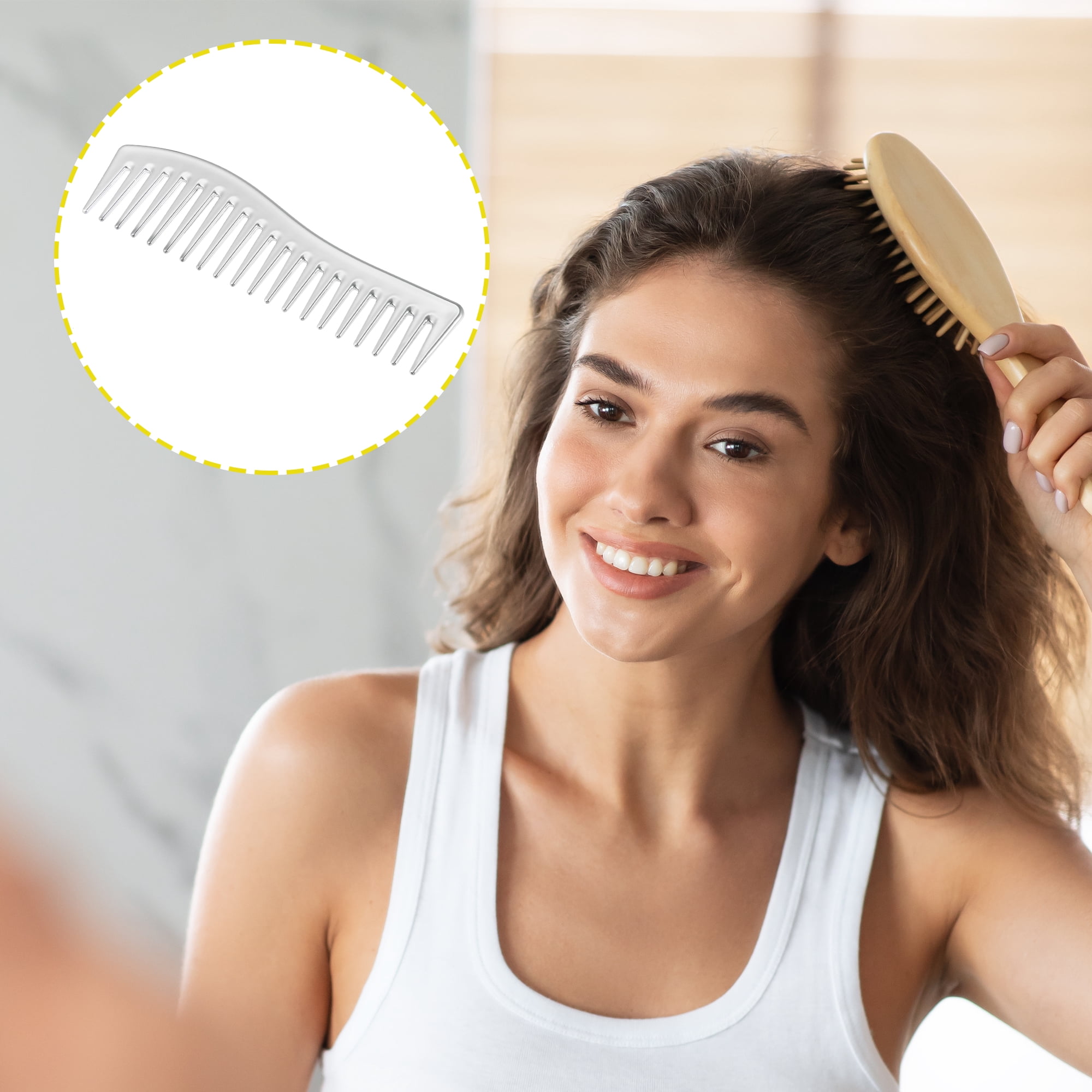 Unique Bargains Wide Tooth Hair Comb All Purpose Detangling Styling Comb Plastic Silver Tone