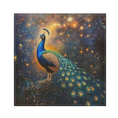 

Qxltty Peacock Of Stars Napkins 20×20in Perfect for Parties Dinners Weddings Cocktail Housewarming Cloth Napkins Set of 4