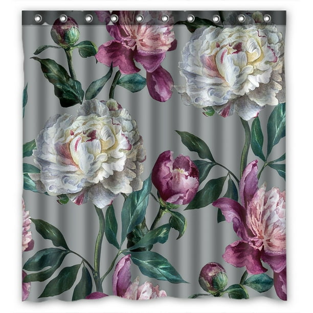 Abphqto Fl Peonies Are White And, Purple Flower Shower Curtain Hooks