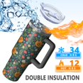 thumbnail image 5 of 40oz Pioneer Flower Floral Print Pattern Insulated Tumbler with Handle, BPA-Free Leak Proof Lid and Straws, Double Wall Vacuum, Hot 12h/Cold 34h, 5 of 6
